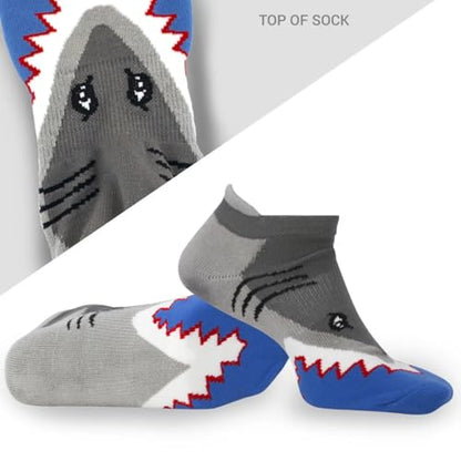 Gone For a Run Motivational Ankle Running Socks - Affirmation Runners Gifts - color: Shark Attack (Gray)