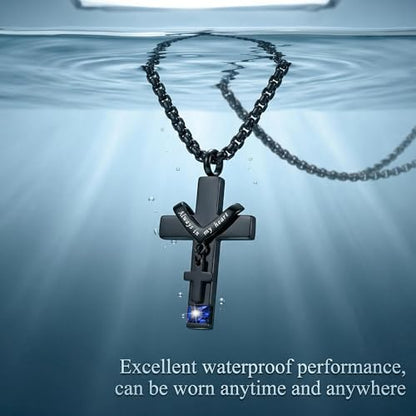 YOUFENG Birthstones Urn Necklaces for Ashes Cross Cremation Pendant Urns for Human Ashes Memorial Keepsake Locket Jewelry - style: September-birthstones