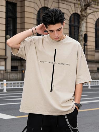 Jesus is King Shirt Christian Shirts for Men Oversized Religious Top - color: Apricot1, size: Medium