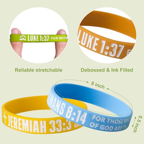 12 Pieces Bible Verse Bracelets Religious Silicone Wristbands