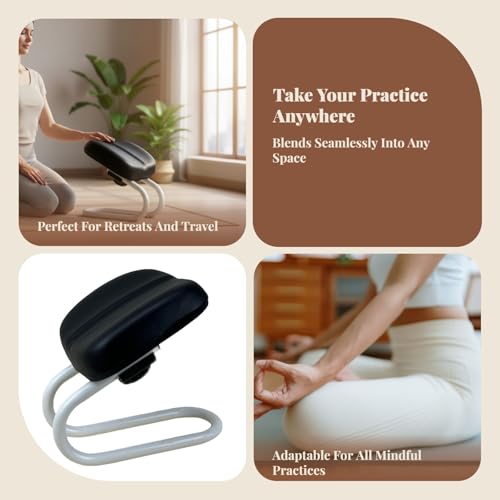 Menolana Kneeling Meditation Stool, Prayer Bench Adjustable Height, Portable Meditation Bench, for Studio Yoga Praying Prayer, Black - color: Black