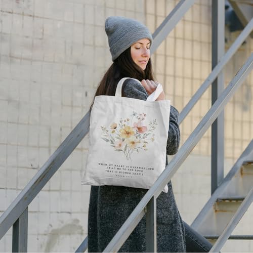 FBB Christian What's the Best that Could Happen Inspirational Tote Bag - color: Psalm 61:2 - Yellow