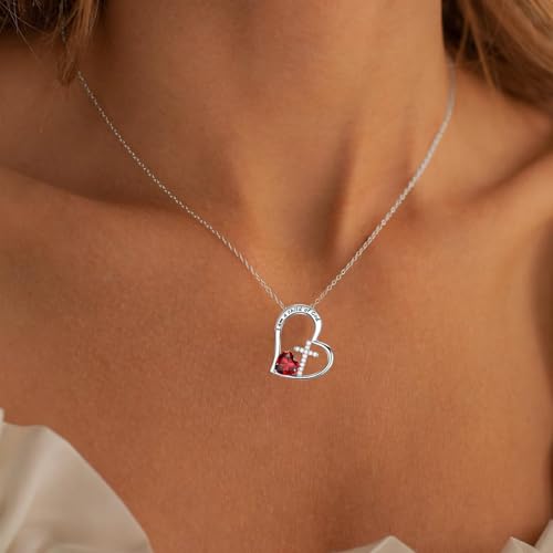 Birthstone Cross Necklace for Girls, Child of God Cross Gifts Jewelry - color: 01. January, style: 01. Silver