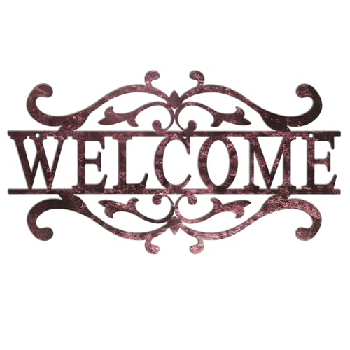 AHYS Metal Welcome Sign for Front Door Front Porch Vintage Welcome Door Sign for Indoor Outdoor Wall Decor - color: Vintage