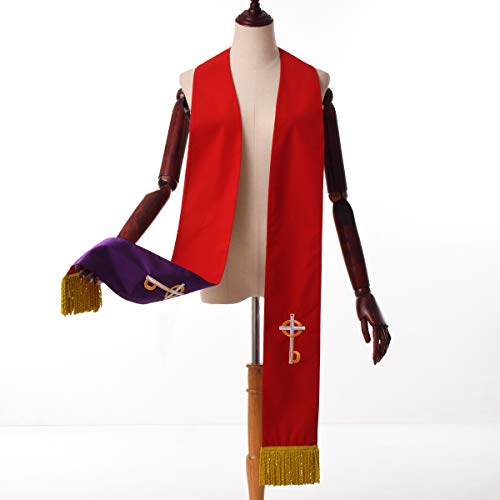 BLESSUME Church Clergy Pastor Reversible Stole - color: Purple and Red