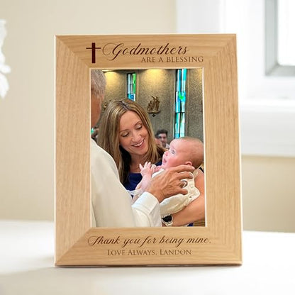 Godmother Gifts, Personalized Picture Frame 4x6 Vertical Engraved Wood - color: Custom - Godmothers, size: 4" x 6" Portrait