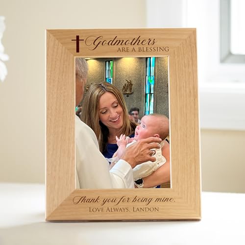 Godmother Gifts, Personalized Picture Frame 4x6 Vertical Engraved Wood - color: Custom - Godmothers, size: 4" x 6" Portrait