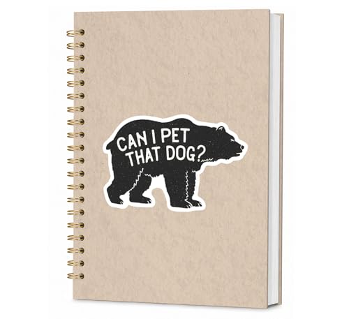 KDHTY Bear Notebook,Cute Vintage Bear Gifts for Women,Back To School,Cottagecore Journal Aesthetic Notebook for School Supplies College Ruled Spiral Notebook,Can I Pet That Dog 5.5 x 8.3 - color: teacher