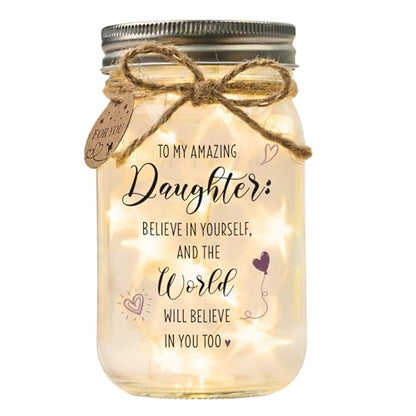 Solmay Daughter Gifts from Mom or Dad, Mason Jar Light - color: Daughter