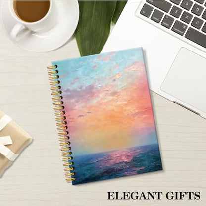 ERHACHAIJIA Sunset Painting Lined Spiral Notebook for Women Men Leader HR - color: Orange-blue