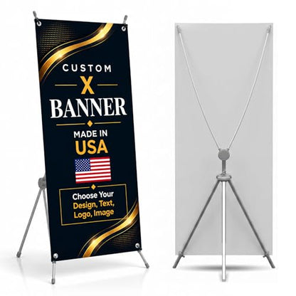 custom x stand banner 30x65" custom banners personalized Printed in USA - color: X Stand Banner