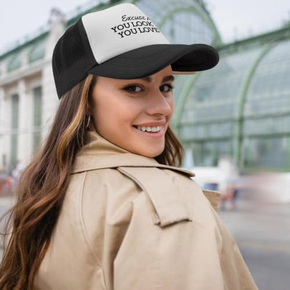 Black Trucker Hat with Funny Saying, Funny Hat for Men & Women - color: Allblack-16