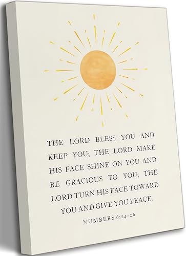 UNDDISINS Bible Verse Watercolor Canvas Wall Art The Lord Bless You And Keep You Numbers 6:24-26 Bible Verse Painting Picture Wall Decor for Living Room Bedroom Church Home Decoration - color: Numbers 6:24:26, size: 16"L x 12"W