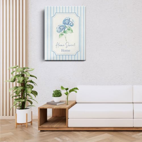 BEASTZHENG Home Sweet Home Blue Hydrangea Canvas Wall Art Home Wall Decor - color: Home sweet home