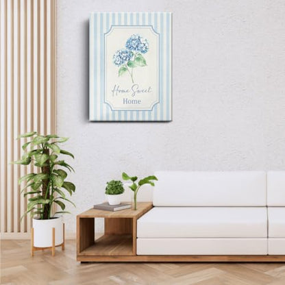BEASTZHENG Home Sweet Home Blue Hydrangea Canvas Wall Art Home Wall Decor - color: Home sweet home