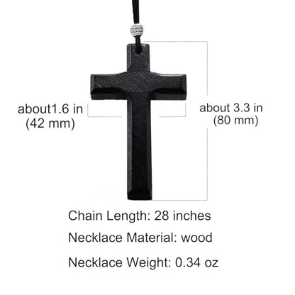 Kim Carrey Handmade Natural Solid Wood Cross Necklace Pendant - style: Dark Brown