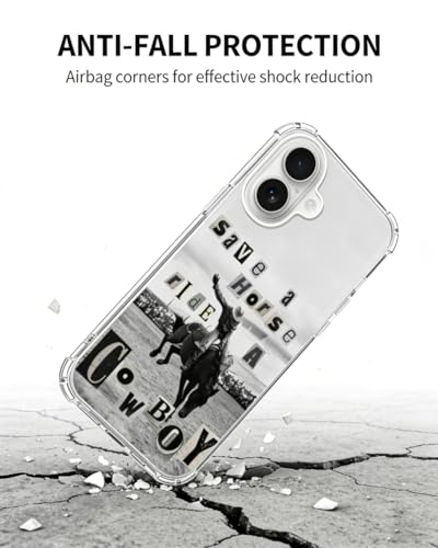 Cowboy Black White Phone Case Compatible with iPhone 17, Wild West Horse Phone Cover for iPhone 17 - color: Cowboy Horse