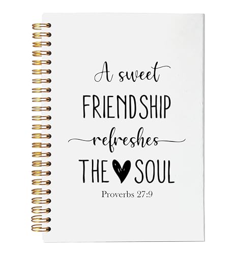 VNWEK Christian Friendship Gifts Spiral Notebook Journal 5.5x8.3 Inch, A Sweet Friendship Refreshes the Soul Bible Verse Journal, Prayer Religious Lined Hardcover Spiral Notebook - color: 52-XZ-bible-notebook