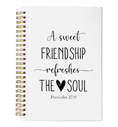 VNWEK Christian Friendship Gifts Spiral Notebook Journal 5.5x8.3 Inch, A Sweet Friendship Refreshes the Soul Bible Verse Journal, Prayer Religious Lined Hardcover Spiral Notebook - color: 52-XZ-bible-notebook