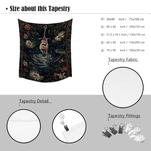 xyeey Moody Gothic Aesthetic Tapestry Medieval Victoria Lady of the Lake Art Tapestries Retro Enchanted Forest Wall Hanging Home Wall Decor for Bedroom Living Room white30x40inch - color: Moody Gothic Aesthetic Tapestry Medieval Victoria Lady of the Lake