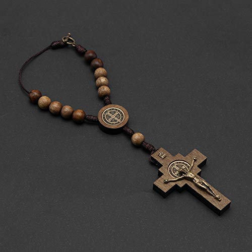 Intercession Car Rearview Mirror Rosary (St Benedict) - style: St Benedict