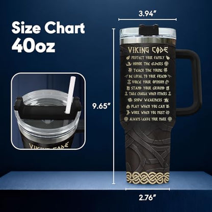 34HD Valhalla Viking 40 oz Tumbler with Handle, Hunter Life Gift - color: Viking Code