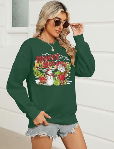 Micoson Women's Oversized USA Graphic Letter Print Sweatshirts Crewneck Patriotic Fleece Pullover Tops Winter Sweater - color: Santa Christmas, size: Small