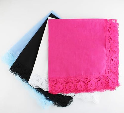 24" Lap scarf lap scarves with lace trims lap handkerchief Lap covers lap skirts for women in church - color: Black+white