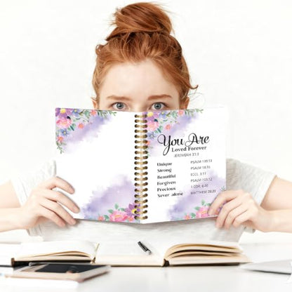 You are Loved Forever Spiral Notebook, Floral Christian Notebook, Church Prayer Journal, Inspirational Bible Verse Writing Gifts for Women Men Friends Teachers Sister BFF - style: You Are