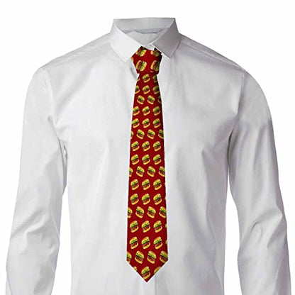 Black Dots Men's Neckties Retro Classic Circle Geometry Men's Tie for Mens Teens Business Work Casual Wedding Party - color: Red Hamburger