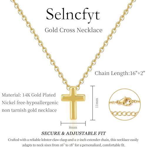 14K Gold Plated Cross Necklace for Women, Christian Jewelry - style: 5-3D
