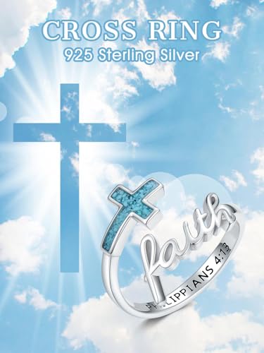 Cross Rings Faith Ring 925 Sterling Silver Adjustable Cross Wrap Ring Christian Fashion Band for Women - color: D