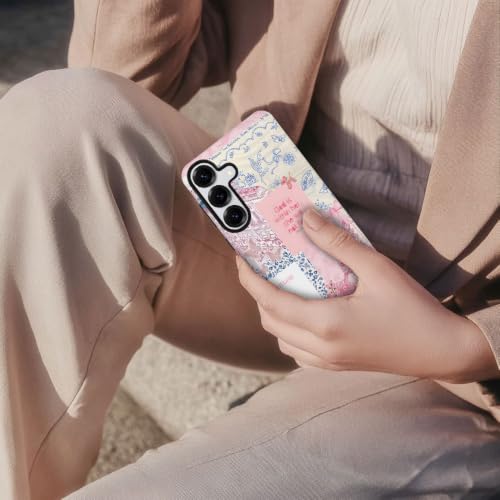 Compatible with Samsung Galaxy S25,2-in-1 Frosted Phone Cover Shockproof Case - Bible Verse Pink Tulip Flowers - color: Bible Verse Pink Tulip Flowers, size: Samsung Galaxy S25