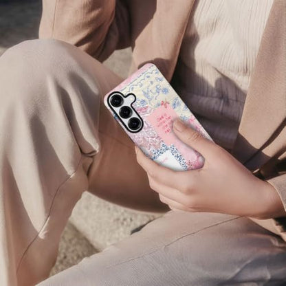 Compatible with Samsung Galaxy S25,2-in-1 Frosted Phone Cover Shockproof Case - Bible Verse Pink Tulip Flowers - color: Bible Verse Pink Tulip Flowers, size: Samsung Galaxy S25