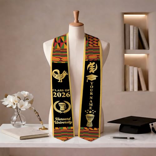 MDPrints Global Kente Graduation Sash 2026, Black Girl Magic Graduation Sash 2026, Class of 2026 Graduation Gift - color: Kente Dk08