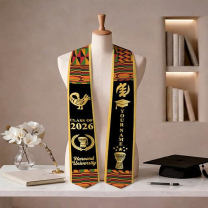 MDPrints Global Kente Graduation Sash 2026, Black Girl Magic Graduation Sash 2026, Class of 2026 Graduation Gift - color: Kente Dk08