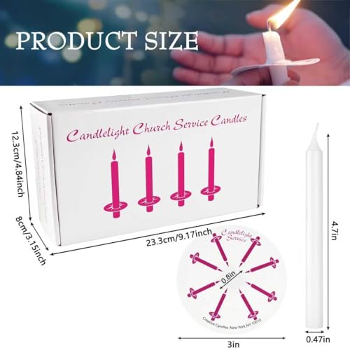 100-Pack White Unscented Taper Candles with Drip Protectors, 4.7" x 0.47" - Smokeless Pure Wax Prayer Candles for Church, Vigil, Memorial, Shabbat & Religious Services - color: 5"100pcs-White
