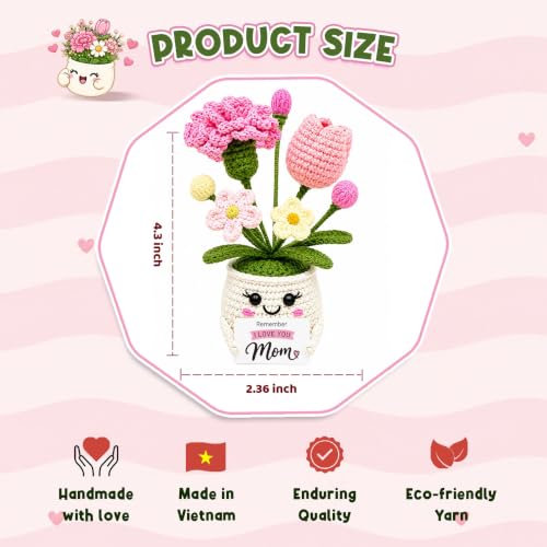 Cute Crochet Flower Gifts for Mom, Remember I Love You Mom Birthday Gifts - color: Mom
