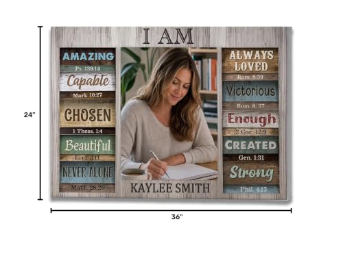 Ipplee Custom Canvas Scripture Wall Art for Women with Name and Photo - color: Design07