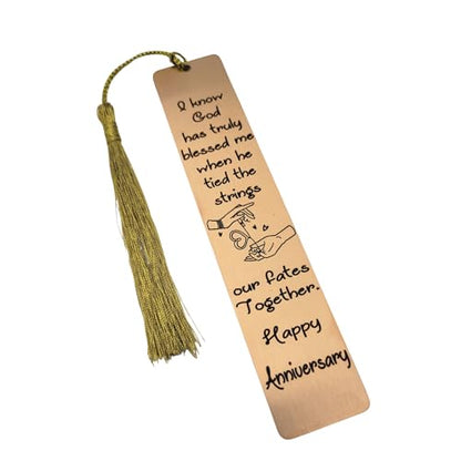 Unique Gift For Anniversary - I know God has truly blessed me when he tied the strings our fates together Bookmarks (Rose Gold) - color: Rose Gold