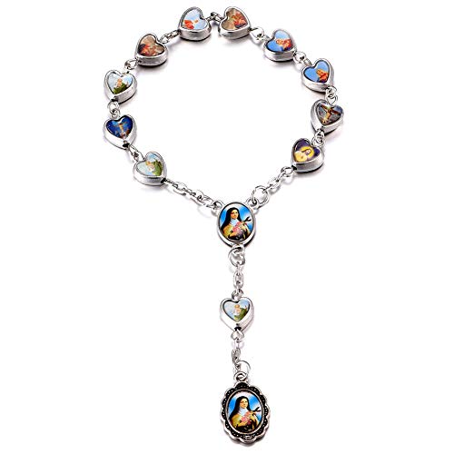 60pcs Mix Picture Enamel Our Lady Miraculous Medal Floral Rosary Centerpiece Cross Jesus Virgin Mary Catholic Alloy Crucifix Charms for Jewelry Making 19mmx12mm (A508)