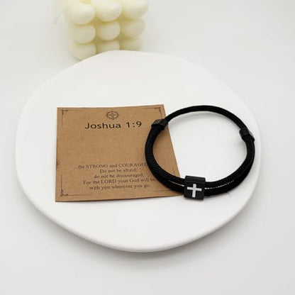 Mens Cross Bracelet for Teen Boys Gift Ideas, christmas stocking stuffers for teens, Christian Religious Jewelry Gifts for Son from Mom Catholic Baptism Confirmation Birthday Gifts for Son Grandson Nephew