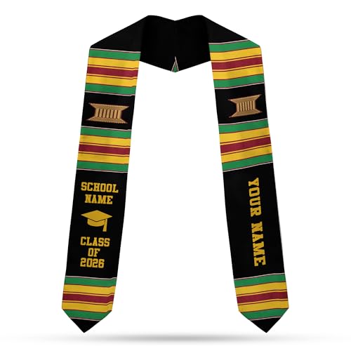 MDPrints Global Kente Graduation Sash 2026, Black Girl Magic Graduation Sash 2026, Class of 2026 Graduation Gift - color: Kente Pp01