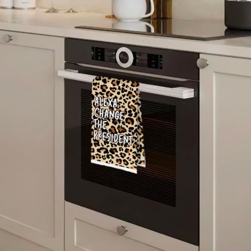 Funny Political Kitchen Towels - Change the President Waffle Weave Dish Towels, Funny Kitchen Bathroom Decor, House Warming Gifts, Changing Towel, 16×24 Inches- Leopard - color: Leopard
