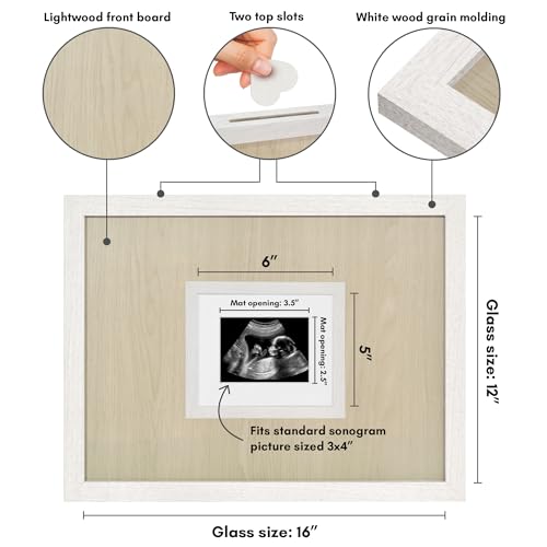 Americanflat 12x16 Shadow Box Frame - Matted to 3x4 - White - color: White