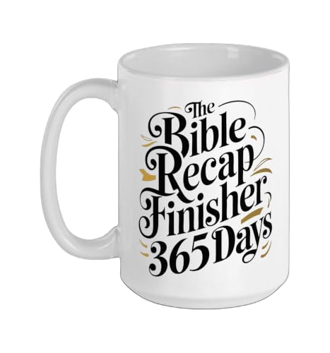 The Bible Recap Finisher 365 Days Funny Jesus Youth Ceramic Mug, White, 15oz - color: White, size: 15 Ounces