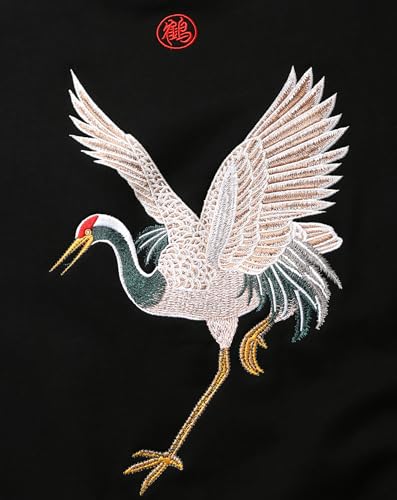 Niepce Inc Men's Embroidered Graphic Crewneck Sweatshirt - color: Black-cranes, size: Large