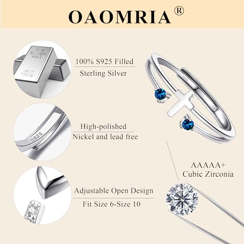 S925 Sterling Silver Cross Rings Birthstone Rings Christian Jewelry for Women Daughter, Easter Gifts, Confirmation and Baptism Gifts - color: 12-Dec