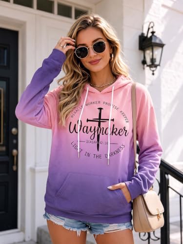 FASHGL Christian Hoodie for Women Religious Faith Sweatshirt Inspirational Pullover Tops Bible Verse Long Sleeve Tops - color: Pink2, size: X-Large