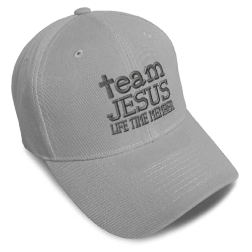 Custom Baseball Cap Team Jesus Life Time Member Christian God - color: Gray Design Only